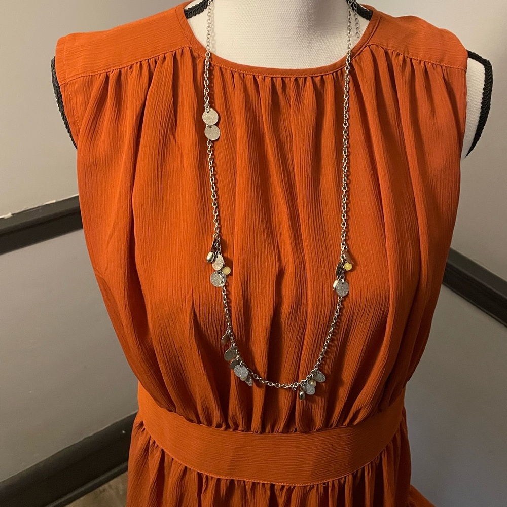 Express Fall Color Rustic Flowy Ruffle Dress - image 3